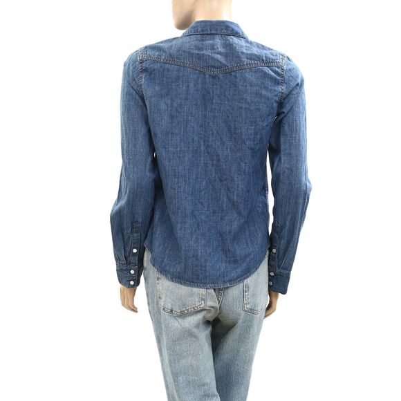 BDG Urban Outfitters Ariella Denim Western Shirt Cotton Top Long Sleeve S 275855 - Picture 7 of 9
